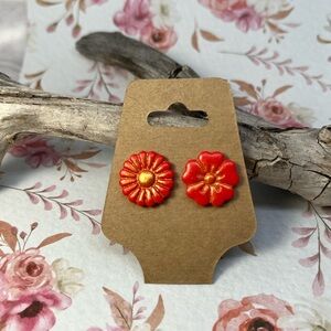 Polymer clay, Floral Stud Earrings